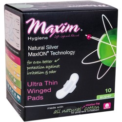 Maxim Hygiene: MaxION Natural Cotton Ultra Thin Winged Pads, Super/Overnight