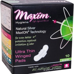 Maxim Hygiene: MaxION Natural Cotton Ultra Thin Winged Pads, Super/Overnight